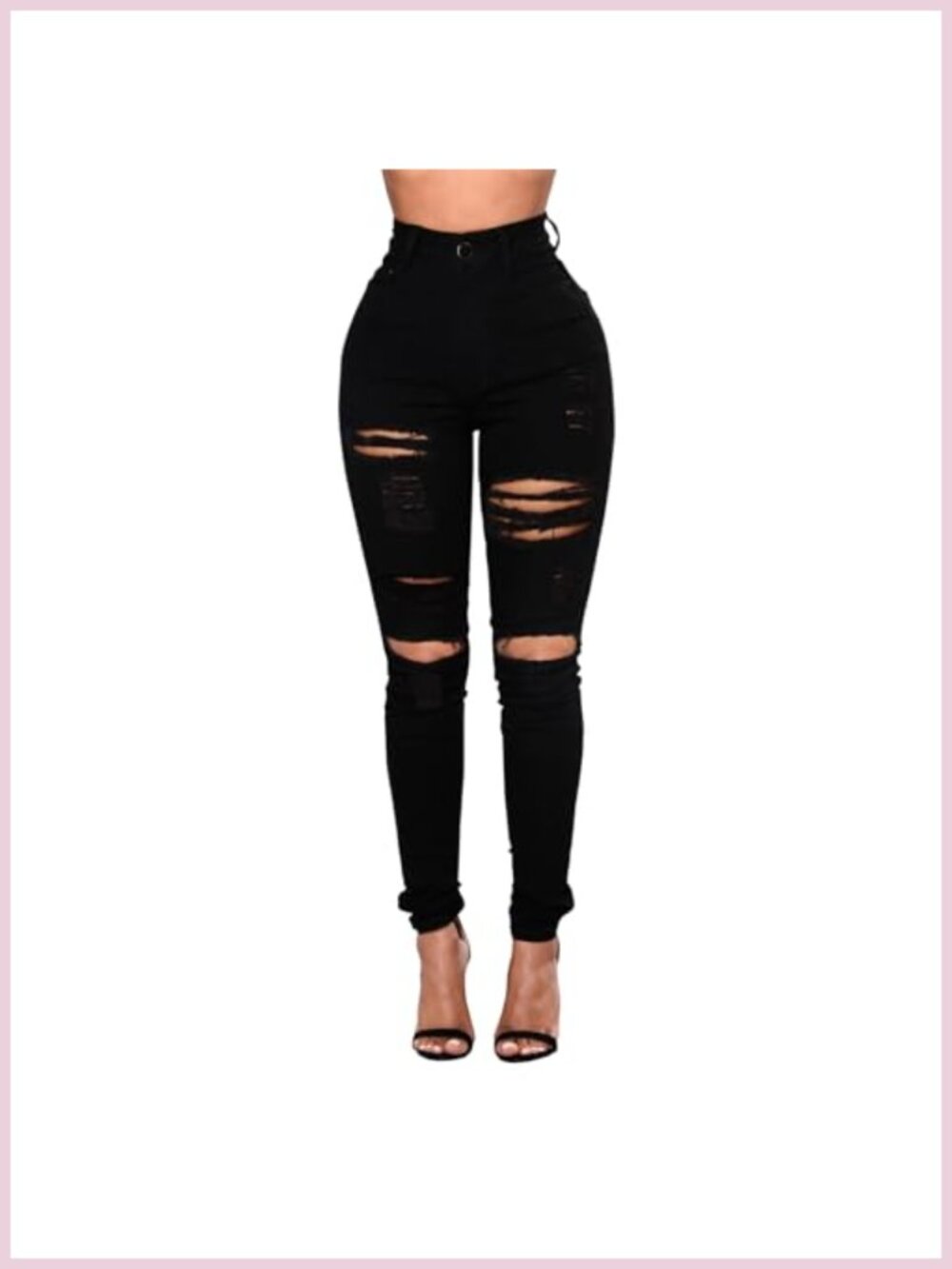 Women's High Waisted Ripped Skinny Jeans Stretch Distressed Denim Pants